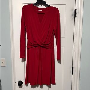 Red Twist Waist Cut Out Neck Mini Dres